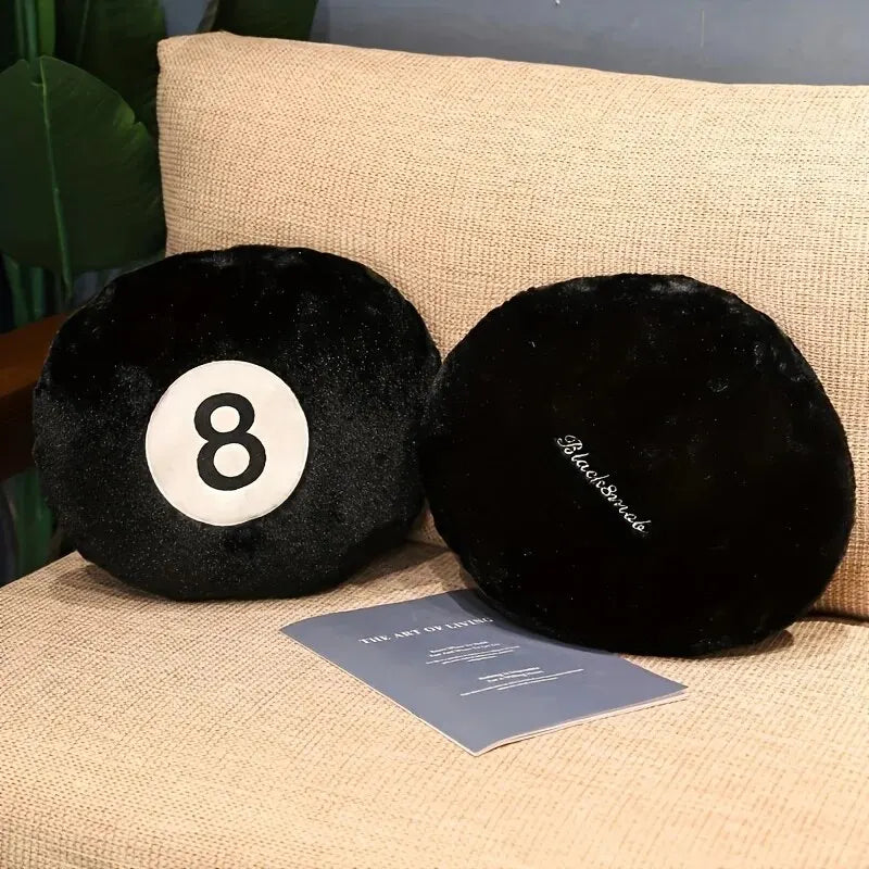 Coussin Peluche Balle de Billard Noire 8 – Déco Fun & Confort pour Sofa et Chambre