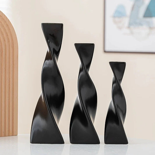 Vase Céramique Torsadé Minimaliste – Décoration Moderne pour Fleurs Sèches ou Fraîches