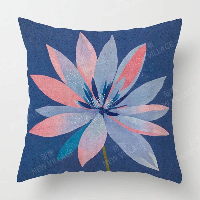 Housse de Coussin Papillon Vert & Fleur Blanche – Style Frais Déco Chambre & Salon