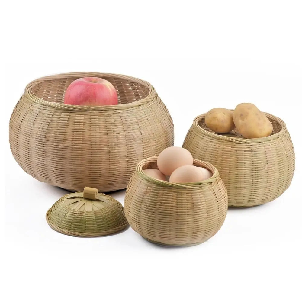 Lot de Boîtes Rondes en Rotin avec Couvercle – Rangement & Décoration Naturelle