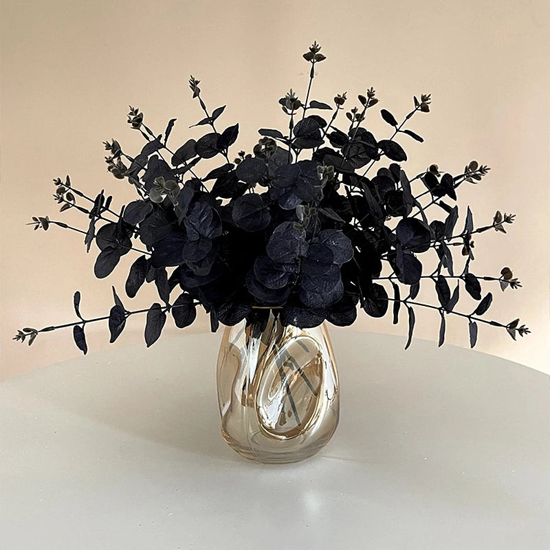 Bouquet d’Eucalyptus Noir Artificiel 34 cm – Décoration Élégante pour Maison, Bureau ou Événement